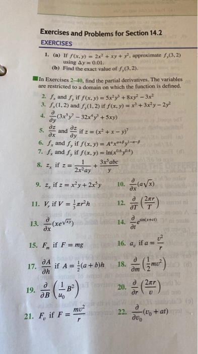 Solved Exercises And Problems For Section 14 2 Exercises Chegg Com