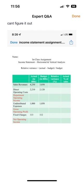 Solved Done income statement assignment.... Name: In-Class | Chegg.com