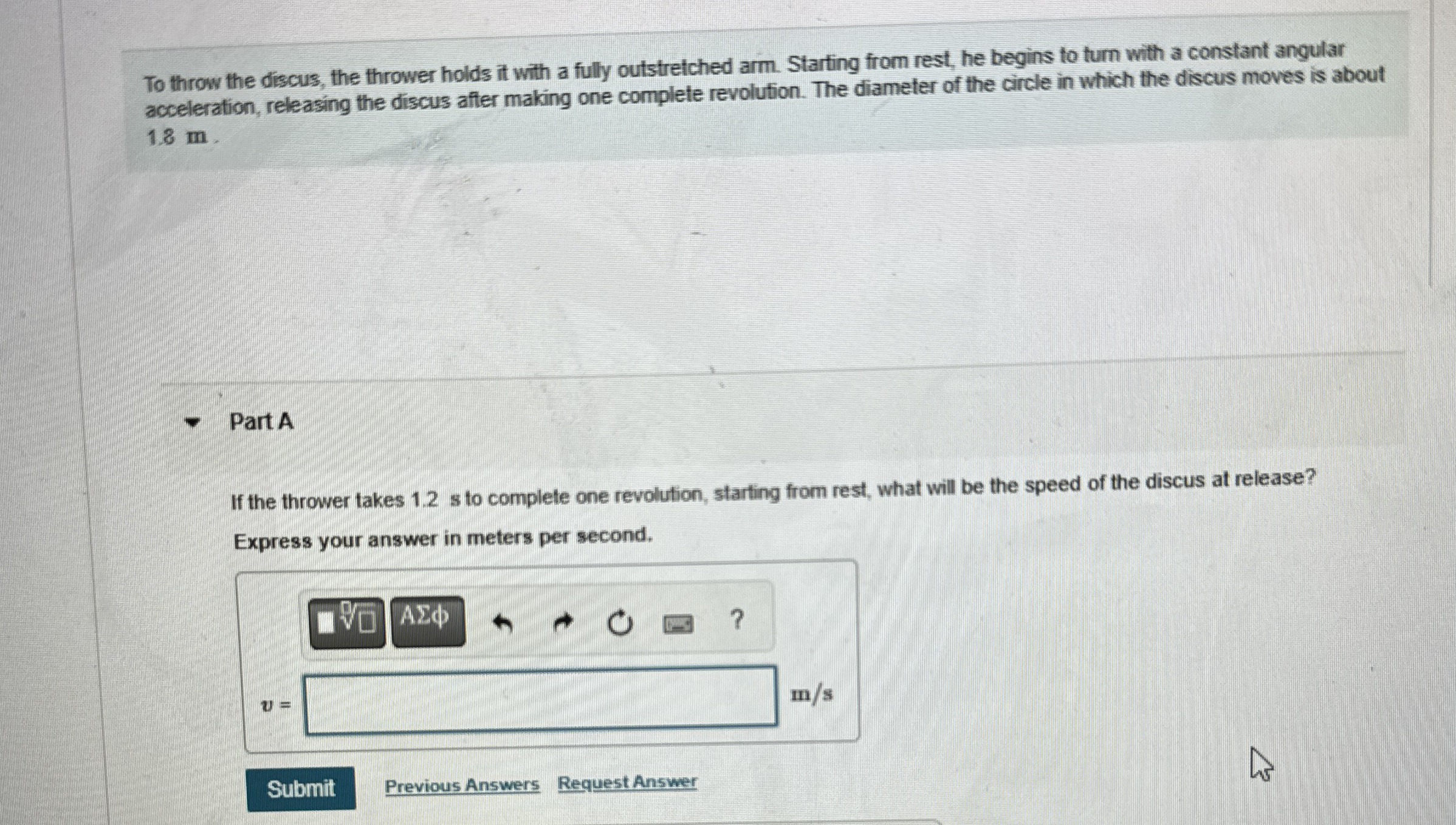 Solved To throw the discus, the thrower holds it with a | Chegg.com