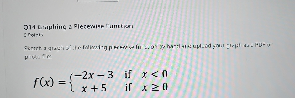 Solved Q14 Graphing a Piecewise Function6 PointsSketch a | Chegg.com
