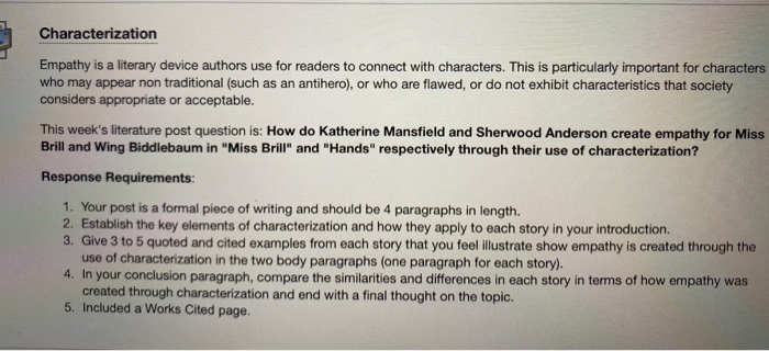 Characterization Empathy Is A Literary Device Authors Chegg Com