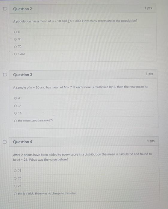 Solved What Is The Mean For The Following Set Of Population 