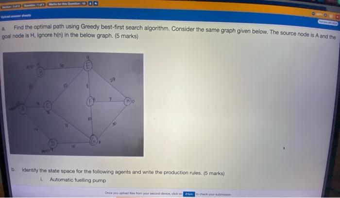Solved OO Find the optimal path using Greedy best first | Chegg.com