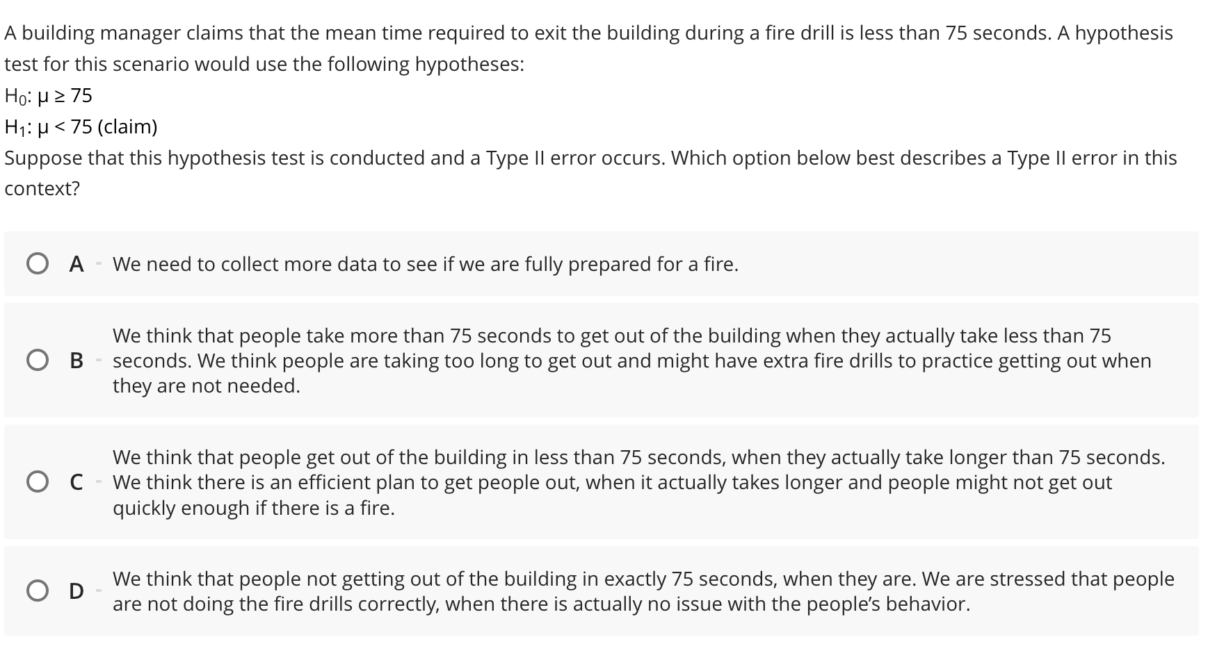 Solved A building manager claims that the mean time required | Chegg.com