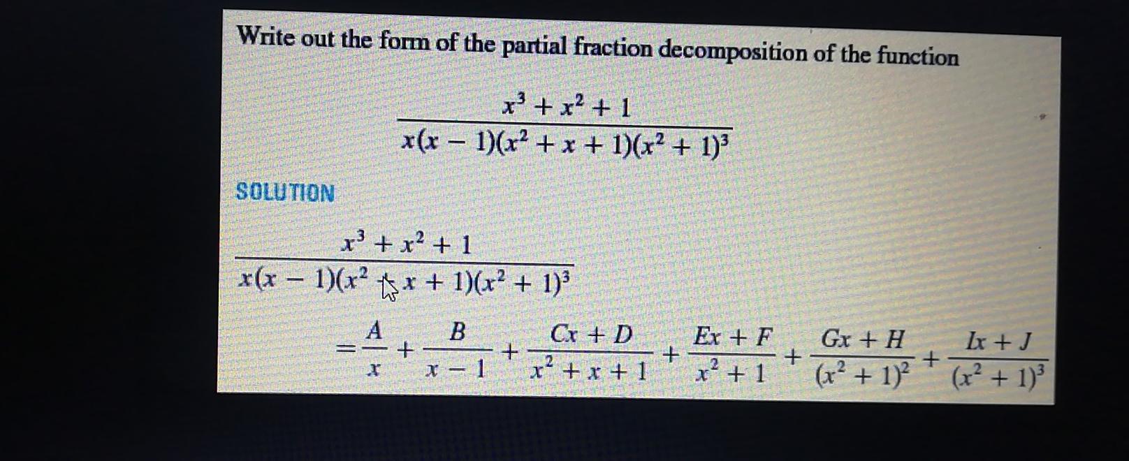 Solved Write out the form of the partial fraction | Chegg.com