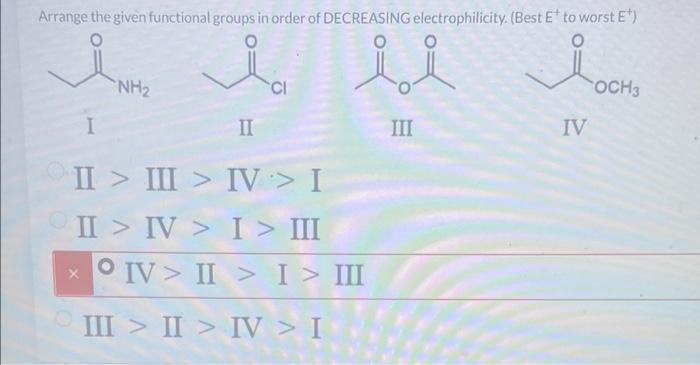 Solved I II III IV II > III > IV > I II > IV > I > III x IV | Chegg.com