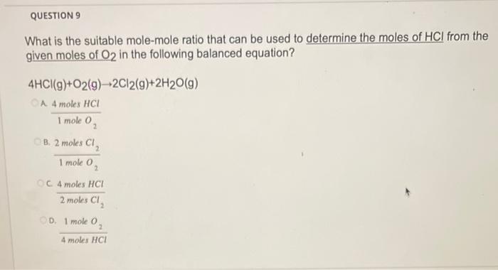 Solved What Is The Suitable Mole Mole Ratio That Can Be Used Chegg Com   Image