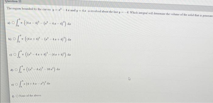 Solved The region bounded by the curves y=x2−4x and y=4x is | Chegg.com