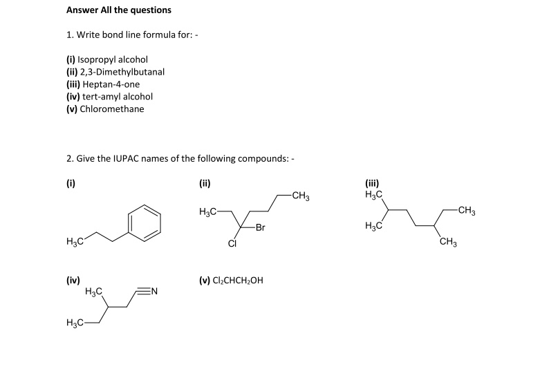 Solved Answer All The Questionswrite Bond Line Formula For