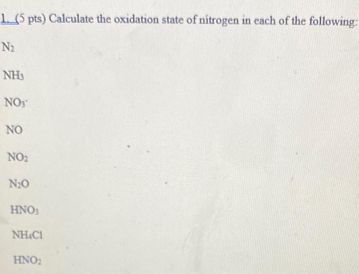 calculate the oxidation state of nitrogen in no3