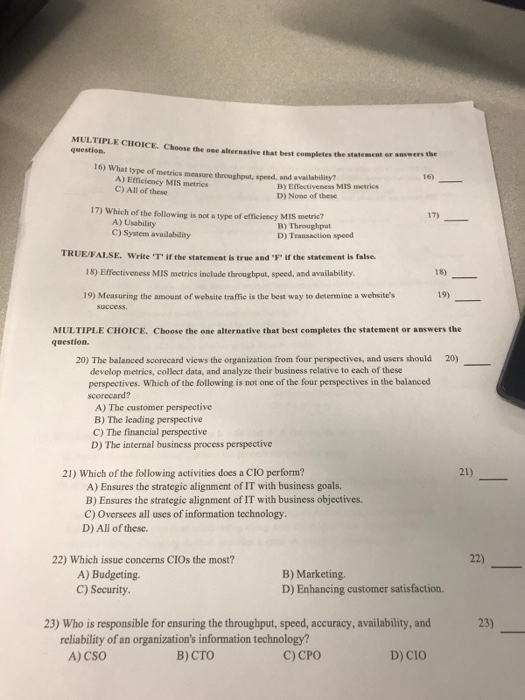 Solved MULTIPLE CHOICE Chase the question, native that test | Chegg.com