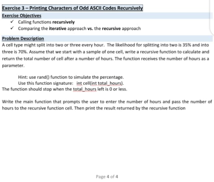 Solved Exercise 3 - Printing Characters of Odd ASCII Codes | Chegg.com