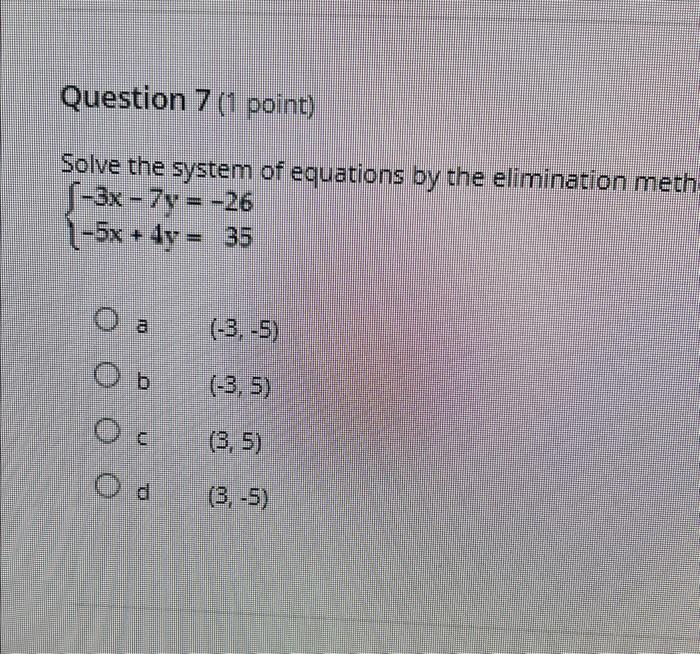 Solved Solve the system of equations by the elimination meth | Chegg.com