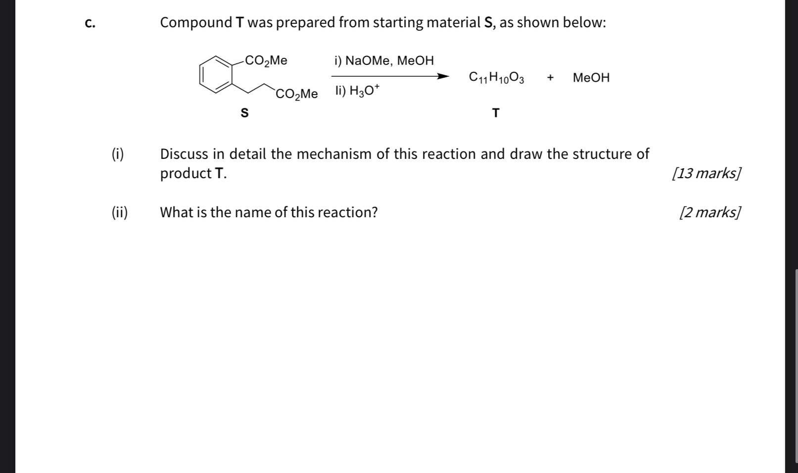 Solved c. ﻿Compound T was prepared from starting material S, | Chegg.com