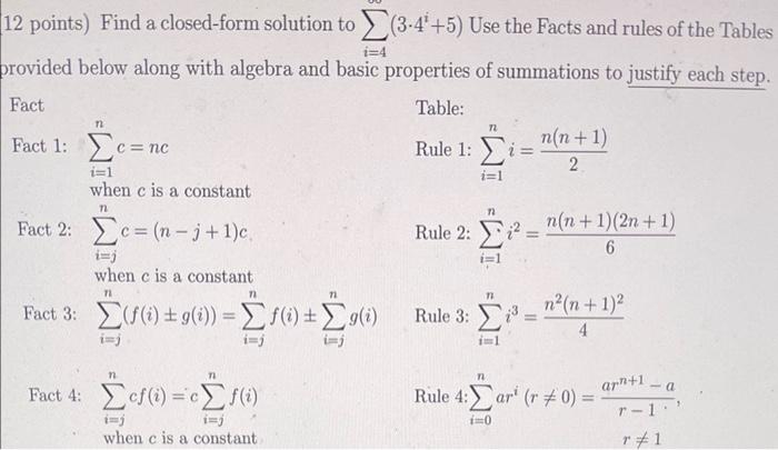 Solved i 4 12 points Find a closed form solution to 3.4 5