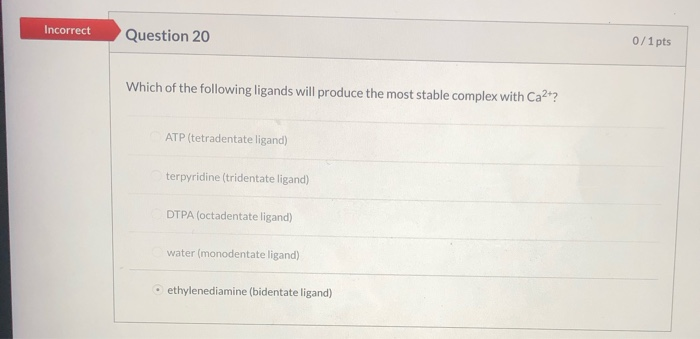 Solved Incorrect Question 20 0/1 pts Which of the following | Chegg.com