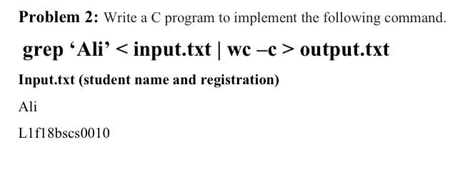 Solved Problem 2: Write a C program to implement the | Chegg.com