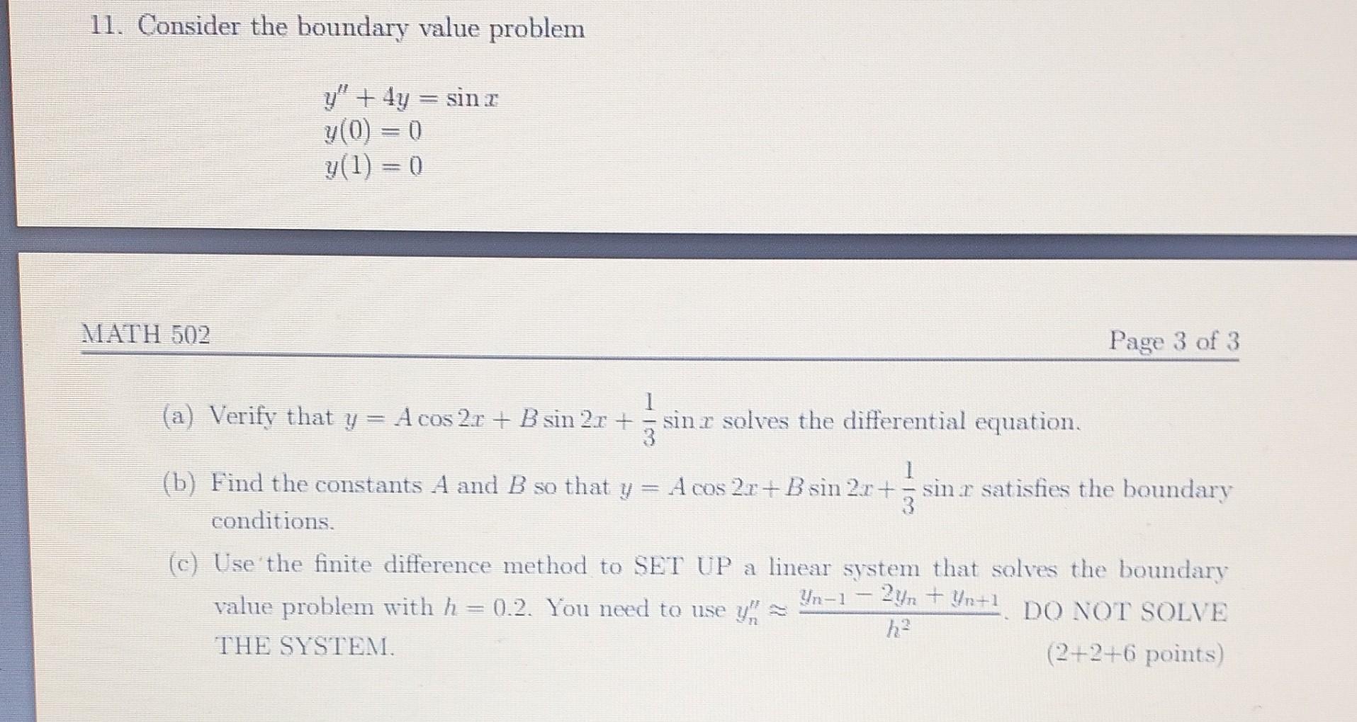 Solved 11. Consider The Boundary Value Problem | Chegg.com