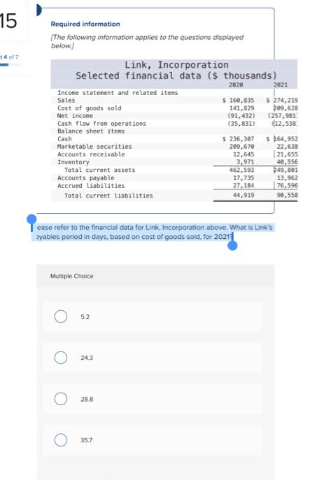 Solved Please refer to the financial data for Link, | Chegg.com