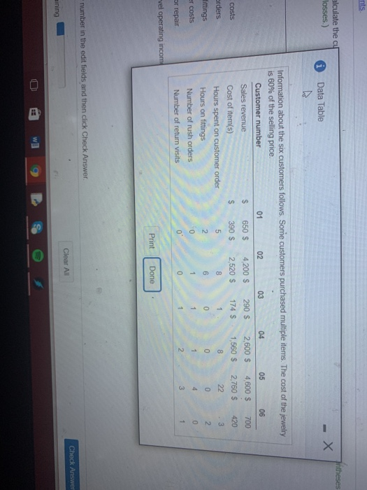 Solved quirements nt 1. Calculate the customer-level | Chegg.com