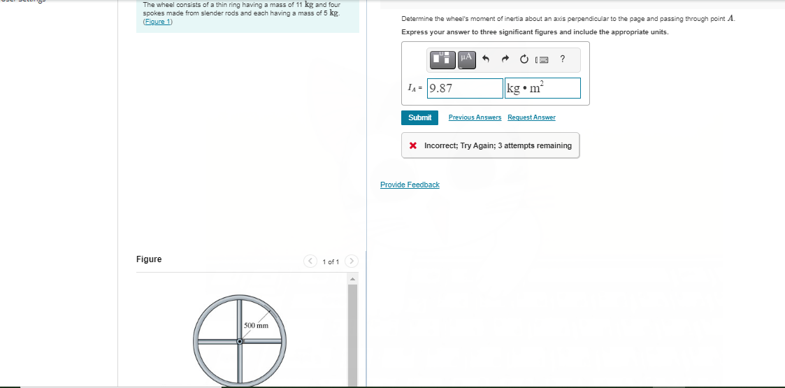 Solved The wheel consists of a thin ring having a mass of 11 | Chegg.com