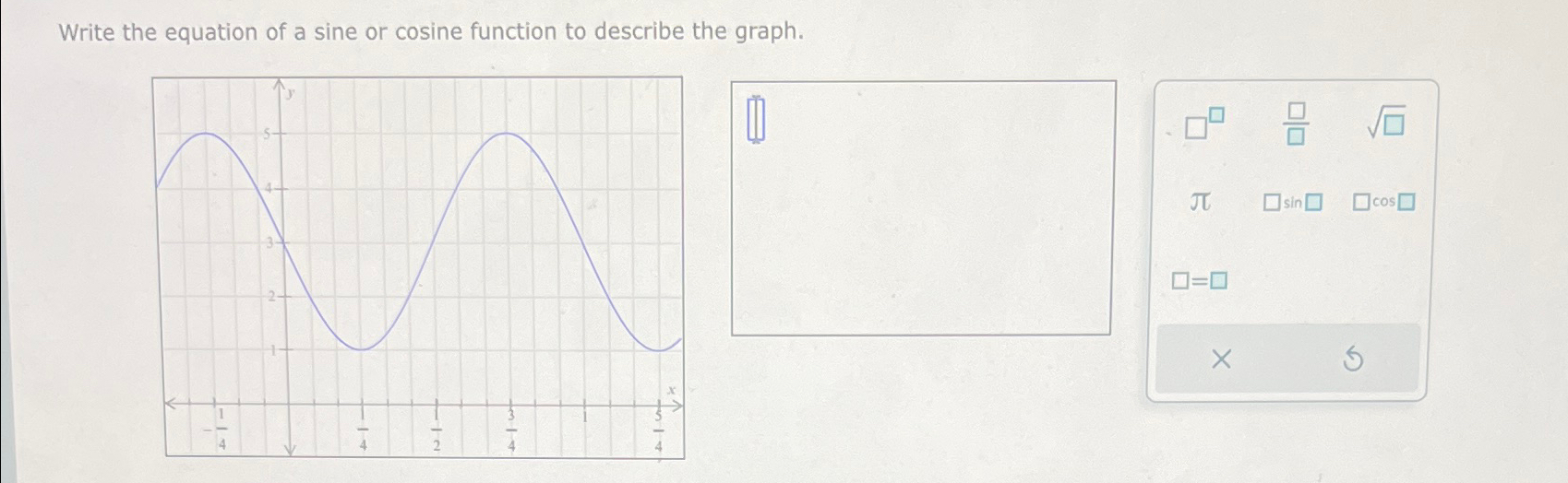 Solved Write the equation of a sine or cosine function to | Chegg.com
