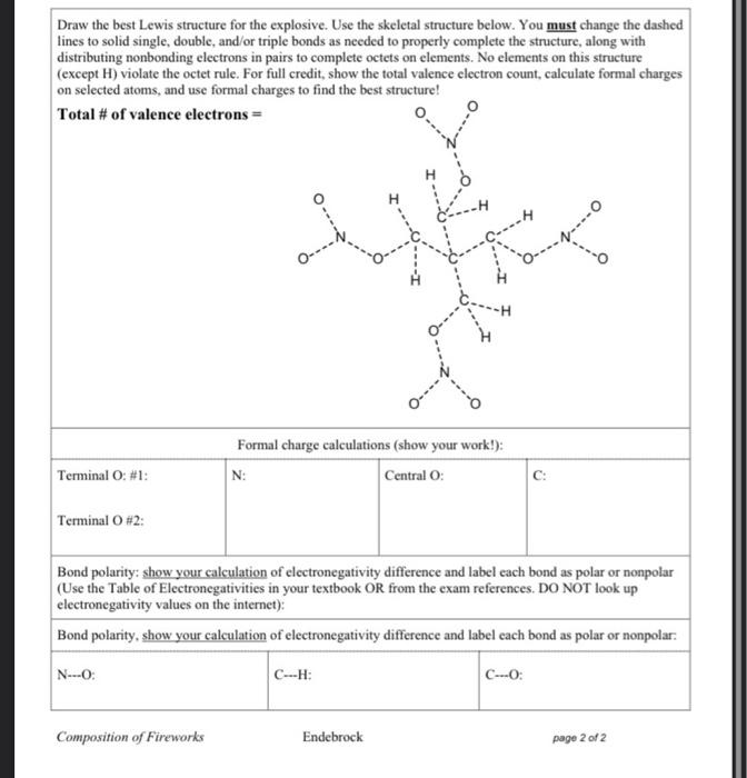 Solved Draw The Best Lewis Structure For The Explosive Use 6844