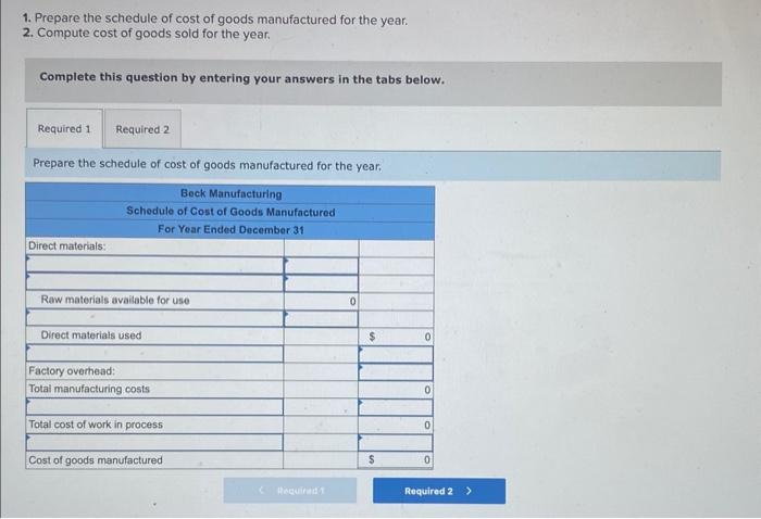 Solved Exercise 14-15 (Algo) Schedule Of Cost Of Goods | Chegg.com