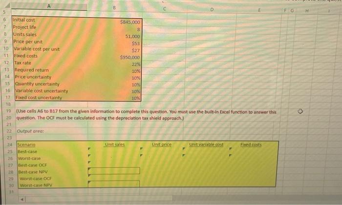 Solved (Use Cells A6 To B17 From The Given Information To | Chegg.com