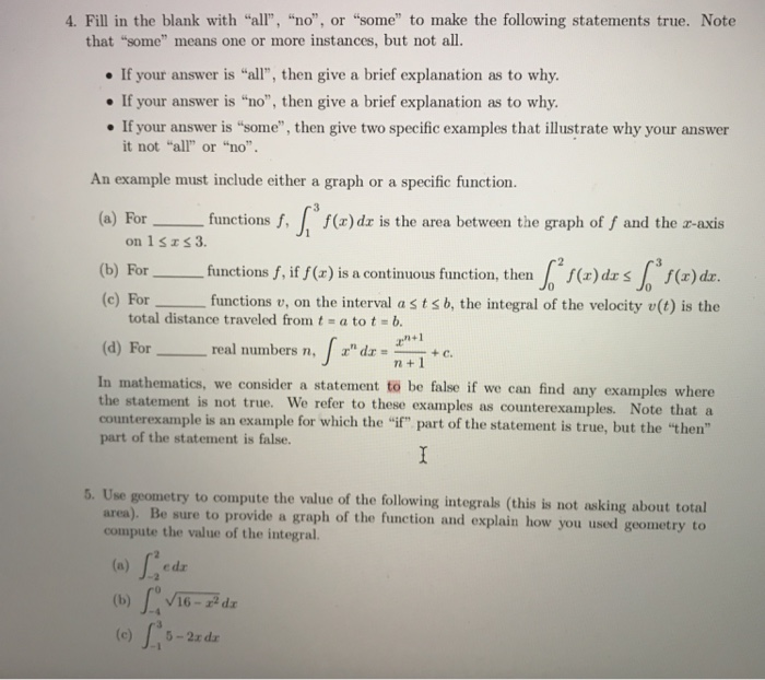 Solved 4. Fill in the blank with "all", "no", or "some" to | Chegg.com