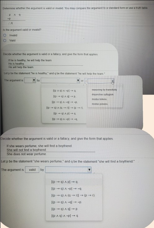 Solved Determine whether the argument is valid or invalid | Chegg.com