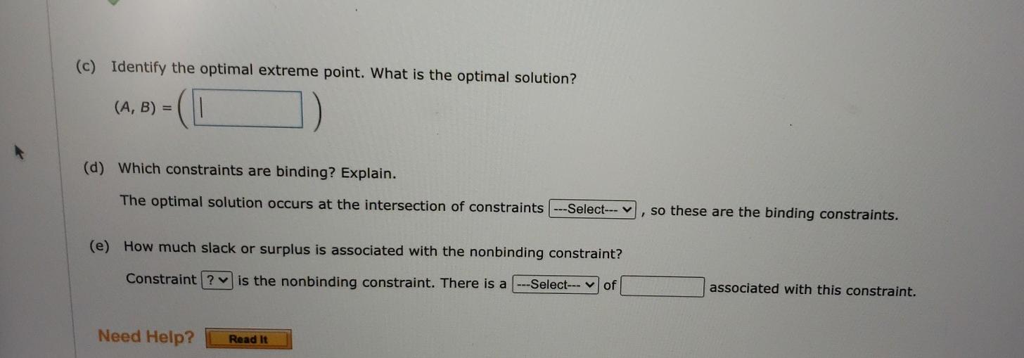 Solved Consider the following linear program. Max 2A + 3B | Chegg.com