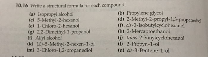 Solved 10.16 Write a structural formula for each compound. | Chegg.com