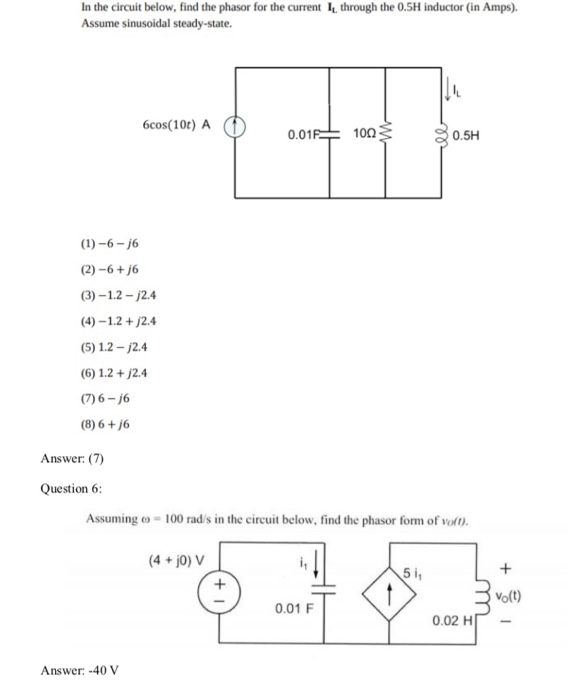 Solved In the circuit below, find the phasor for the current | Chegg.com