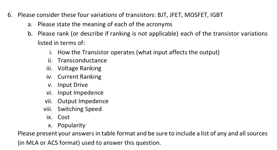 Solved Please consider these four variations of transistors: | Chegg.com