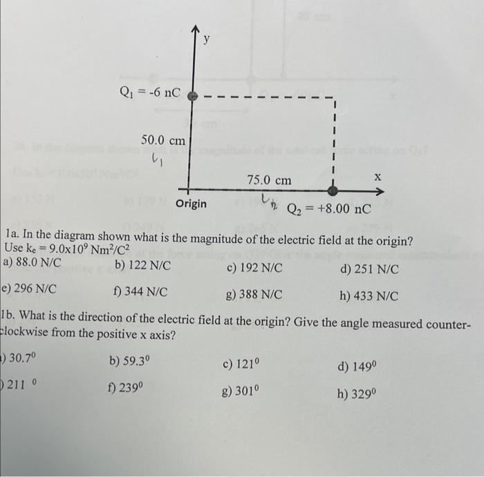 Solved 1a. In the diagram shown what is the magnitude of the | Chegg.com