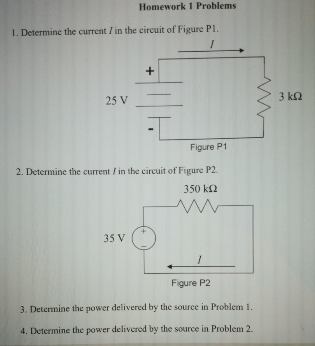 Solved Homework 1 Problems 1. Determine the current I in the | Chegg.com