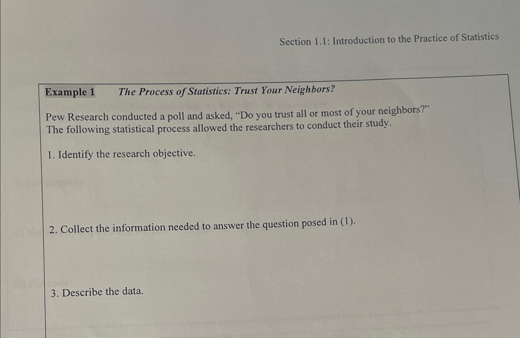Solved Section 1.1: Introduction to the Practice of | Chegg.com