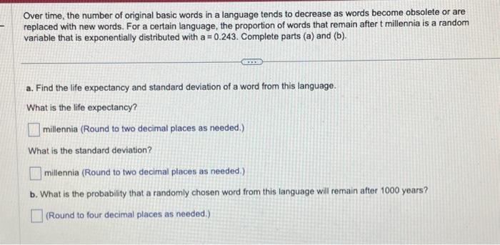 Solved Over time, the number of original basic words in a | Chegg.com
