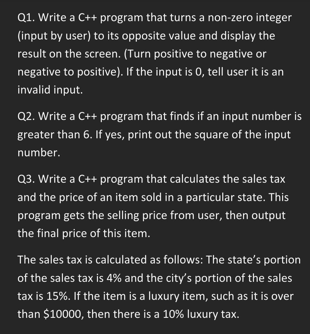 Solved Q1. Write a C++ program that turns a nonzero integer