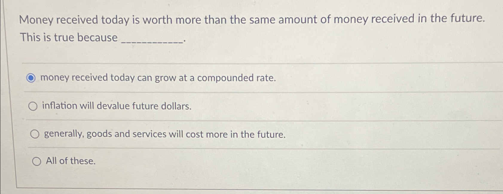 Solved Money received today is worth more than the same | Chegg.com