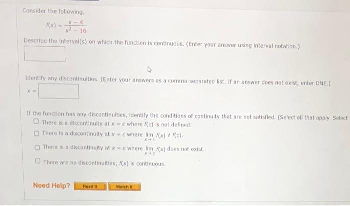 Solved Consider The Following F X X2−16x−4 Describe The