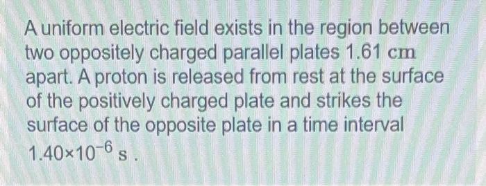 Solved A uniform electric field exists in the region between | Chegg.com