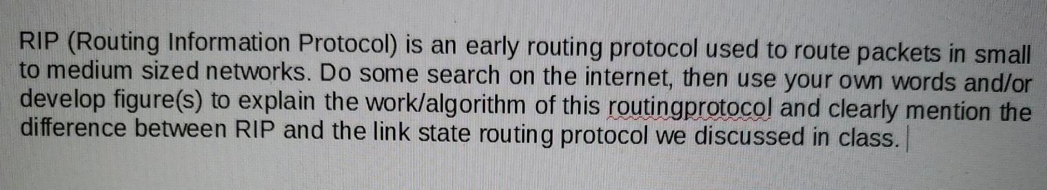 Solved RIP (Routing Information Protocol) is an early | Chegg.com
