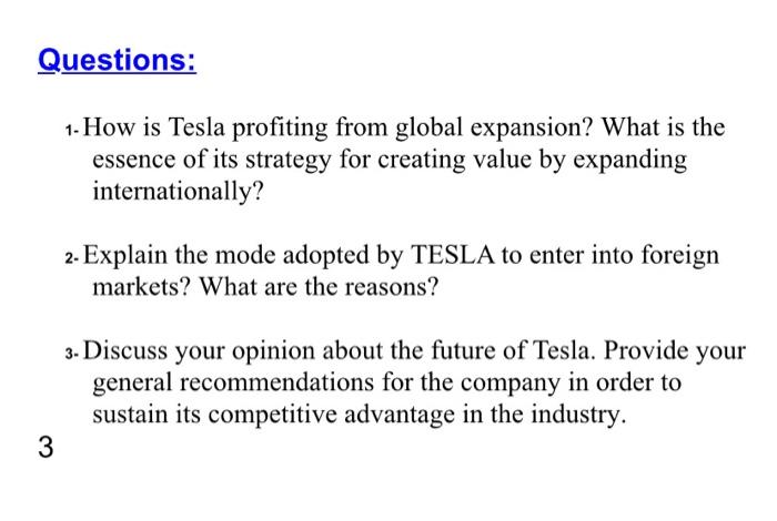 Solved How Did Tesla Go International? The somewhat | Chegg.com