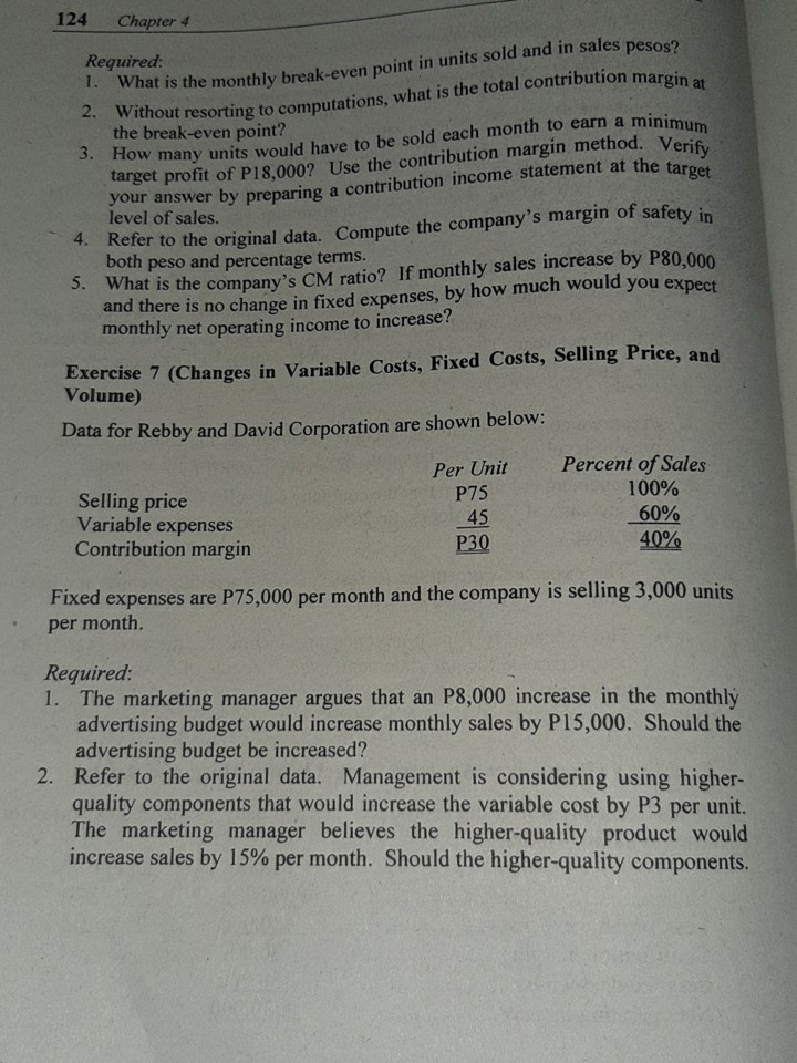 Solved II. Exercises Exercise 1 (Contribution Format Income | Chegg.com