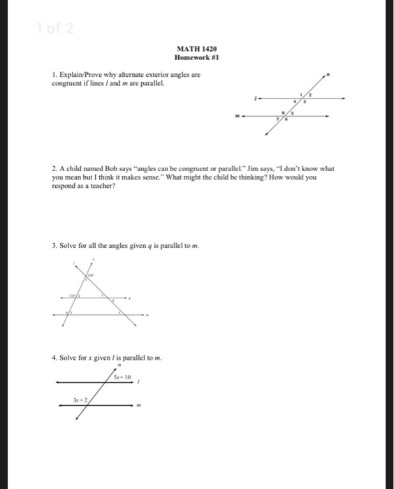 Solved Math 1420 Homework 1 1 Explain Prove Why Alterna