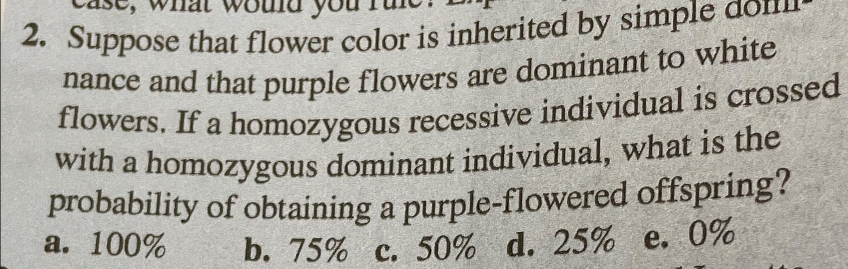 Solved Suppose that flower color is inherited by simple