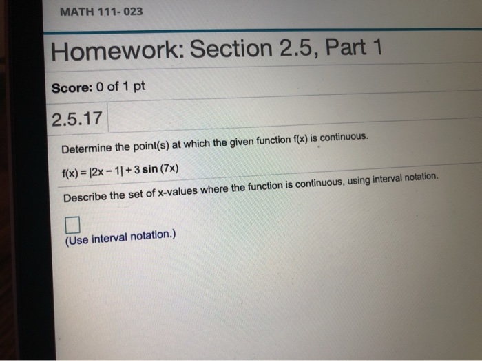 Solved Homework: Section 2.5, Part 1 Score: 0 of 1 pt 2.5.15 | Chegg.com