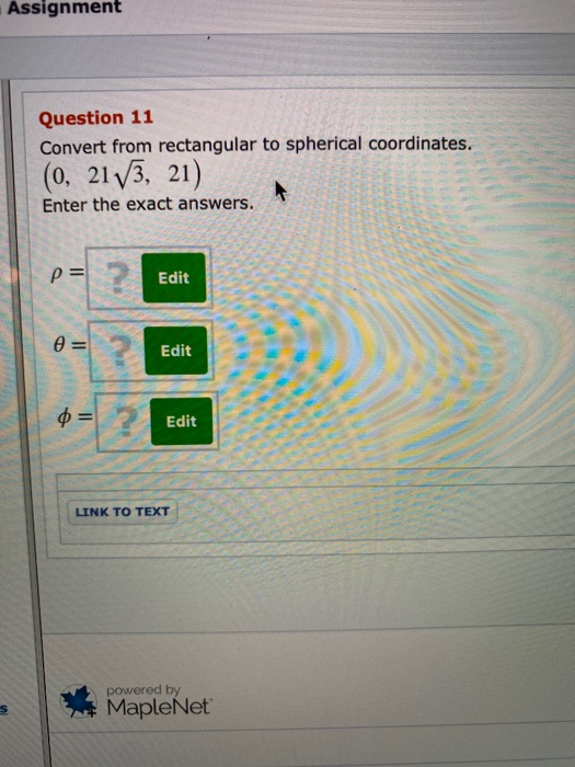 Solved Assignment Question 11 Convert from rectangular to | Chegg.com